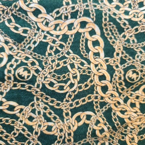 Michael Kors Womens Top Green Gold Chain Link Logo Print 3/4 Sleeve 3X - Picture 7 of 12